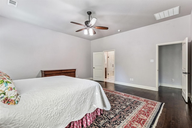 245 Prairie Oak Ct, Burleson, TX 76028 - bedroom featuring hardwood / wood-style flooring, baseboards, and a ceiling fan
