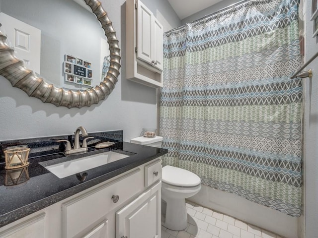 2164 Tanglewood Blvd Unit A105, Pottsboro, TX 75076 - bathroom with toilet, tile patterned floors, shower / bathtub combination with curtain, and vanity