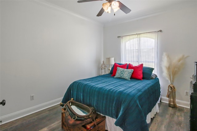 363 Leigh Ln, Stonewall, LA 71078 - bedroom featuring wood finished floors, baseboards, ornamental molding, and ceiling fan