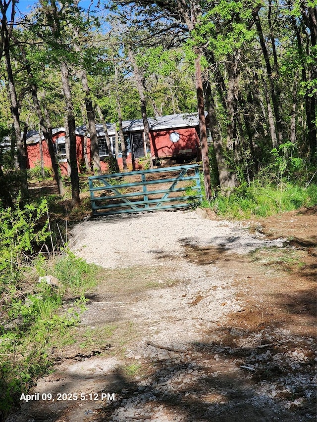 view of road with a gate, a gated entry, and driveway