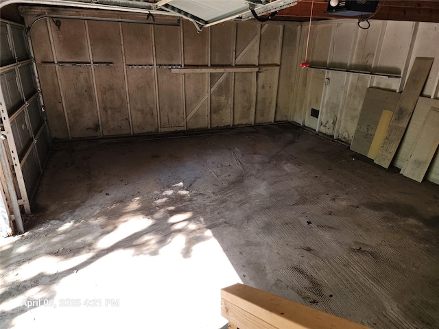 garage with a garage door opener