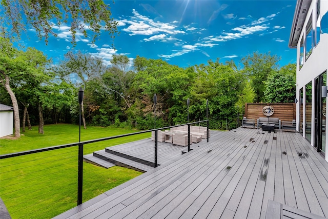 2856 Peninsula Dr, Grapevine, TX 76051 - deck with an outdoor living space and a yard