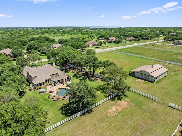 overview of rural landscape featuring a pool area and agricultural land