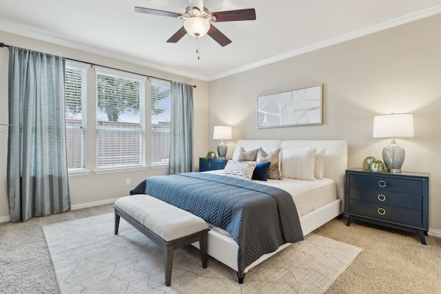 6281 Paragon Dr, Frisco, TX 75036 - bedroom featuring crown molding, carpet floors, baseboards, and a ceiling fan