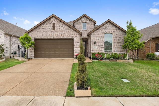 1732 Journey Forth Trl, Wylie, TX 75098 - french provincial home featuring brick siding, a garage, a front lawn, and concrete driveway