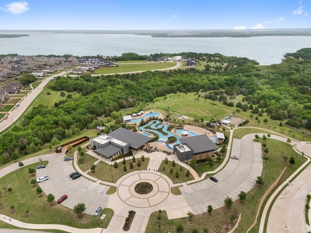 1732 Journey Forth Trl, Wylie, TX 75098 - aerial view of property and surrounding area featuring a large body of water and a pool area
