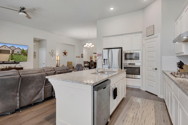 1732 Journey Forth Trl, Wylie, TX 75098 - kitchen featuring light wood-style floors, a sink, appliances with stainless steel finishes, and open floor plan
