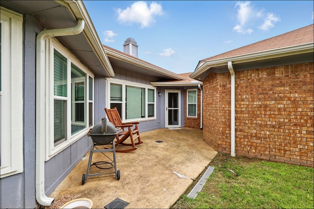 view of patio with area for grilling