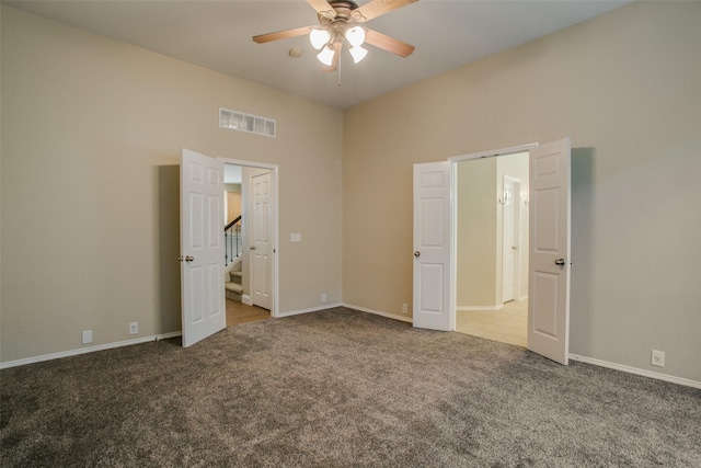 2501 Del Largo Way, Frisco, TX 75033 - unfurnished bedroom with baseboards, carpet, a ceiling fan, and visible vents