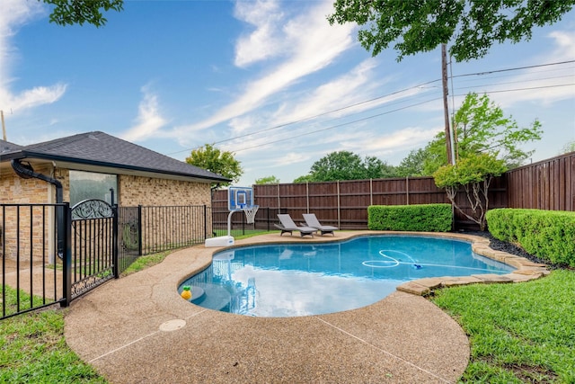 view of pool featuring a fenced in pool and a fenced backyard