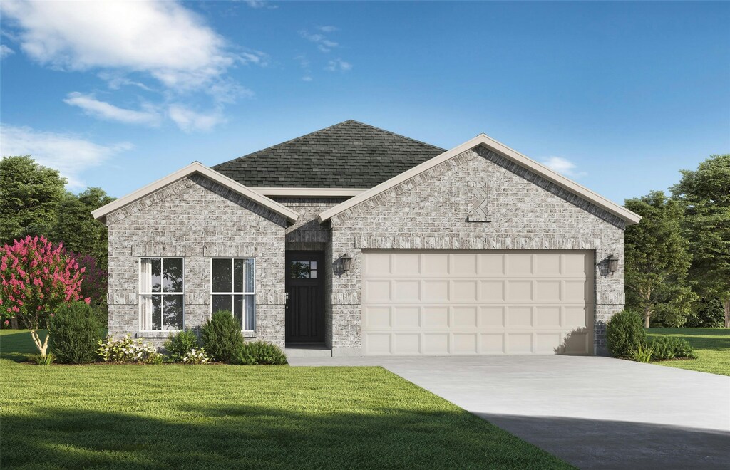 510 Reatta Dr, Justin, TX 76247 - view of front facade featuring a garage, a shingled roof, concrete driveway, and a front yard