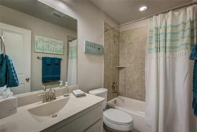 7401 Collin Mckinney Pkwy, Mckinney, TX 75070 - full bath featuring toilet, shower / tub combo, vanity, and a textured wall