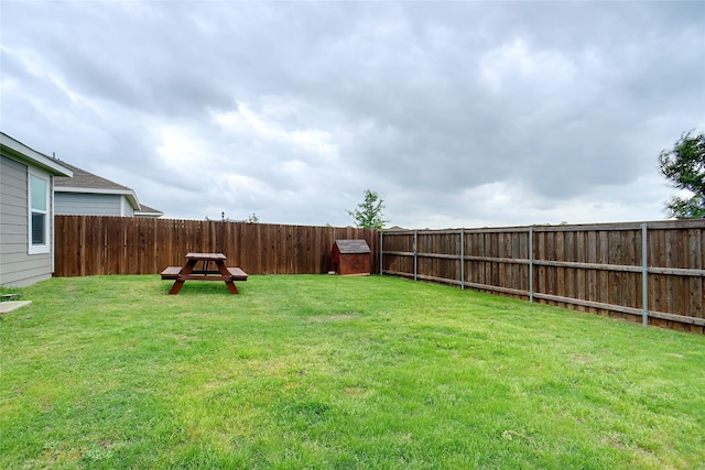 view of yard featuring a fenced backyard