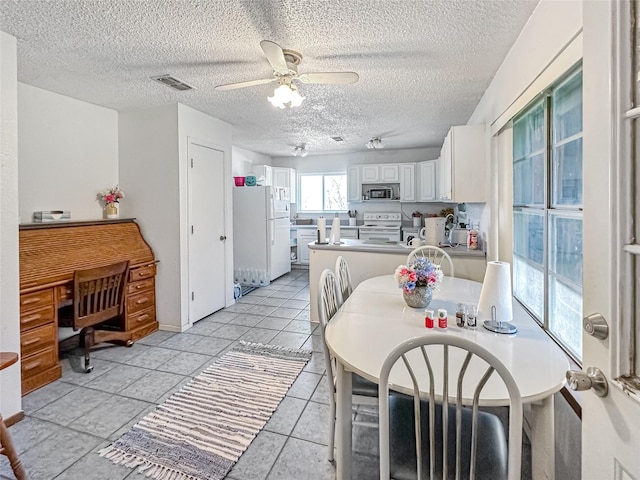 315 Low Water Rd, Grandview, TX 76050 - dining room with visible vents, a textured ceiling, and ceiling fan