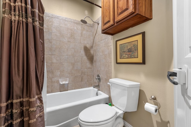 full bath with shower / bath combo and toilet