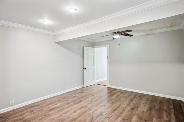 2653 Almeda Dr, Dallas, TX 75216 - empty room featuring ornamental molding, wood finished floors, baseboards, and a ceiling fan