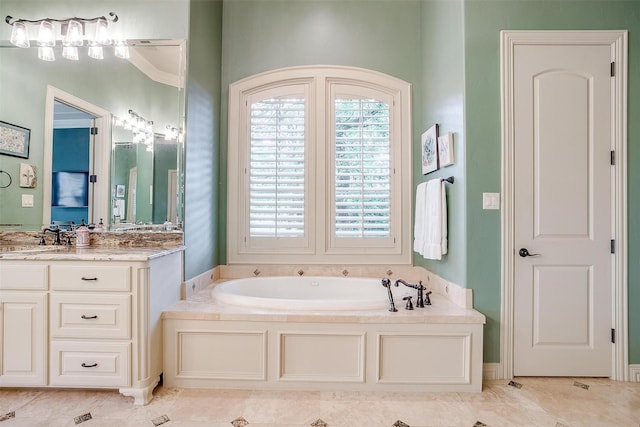 1342 Steeple Chase Ln, Aledo, TX 76008 - bathroom with tile patterned flooring, a garden tub, and vanity