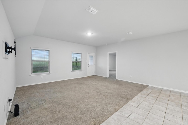 624 Whitecomb Ln, Justin, TX 76247 - carpeted empty room with baseboards, vaulted ceiling, and visible vents