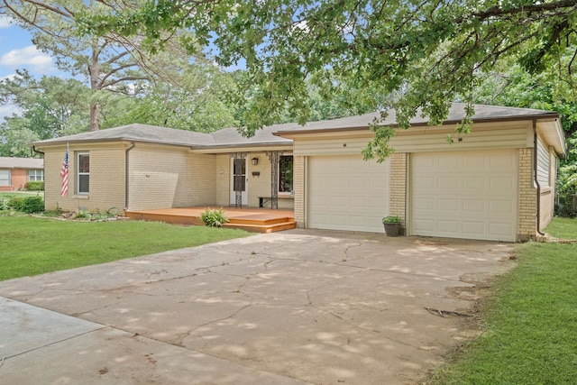 356 Bedford Ct E, Bedford, TX 76022 - ranch-style house with a porch, a front yard, brick siding, concrete driveway, and an attached garage
