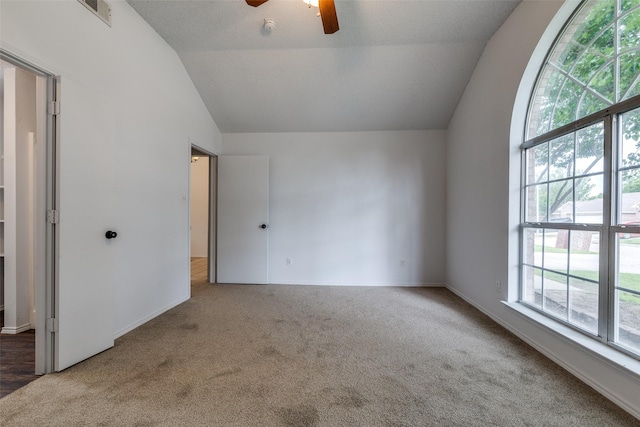 3804 Periwinkle Dr, Fort Worth, TX 76137 - interior space featuring lofted ceiling, carpet, baseboards, and visible vents
