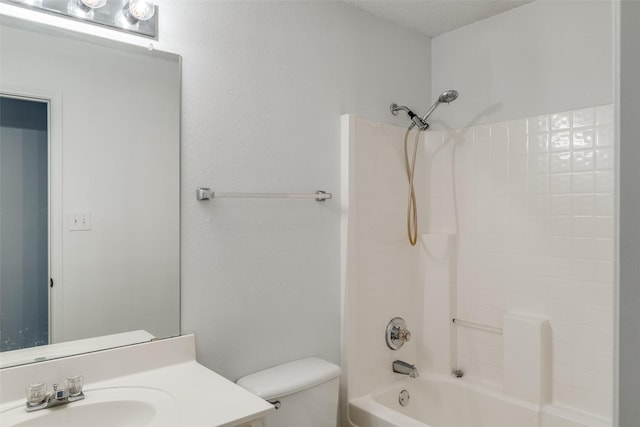 3804 Periwinkle Dr, Fort Worth, TX 76137 - full bathroom with vanity, toilet, and shower / tub combination
