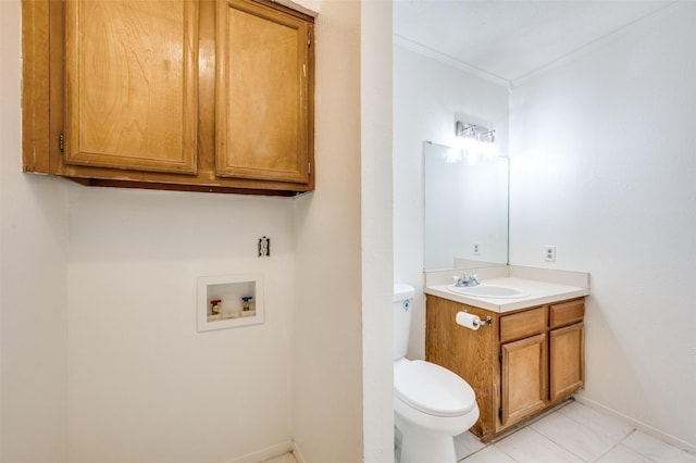 7510 Holly Hill Dr Unit 159, Dallas, TX 75231 - half bathroom with vanity, toilet, crown molding, and baseboards