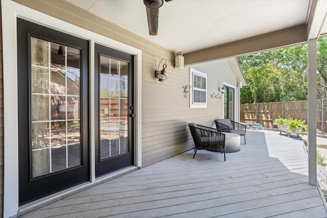deck featuring fence