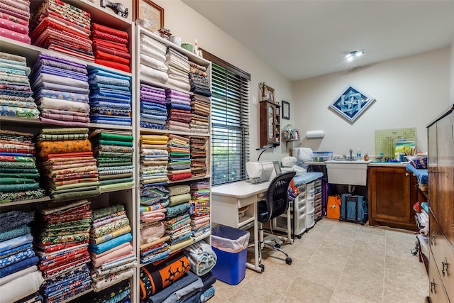 3150 Palmdale Cir, Farmers Branch, TX 75234 - home office with light tile patterned flooring
