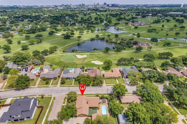 3150 Palmdale Cir, Farmers Branch, TX 75234 - aerial perspective of suburban area with a large body of water and a golf club