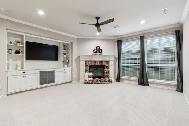 5312 Oakley Rd, Mckinney, TX 75070 - unfurnished living room with stairway, ornamental molding, carpet, and a ceiling fan