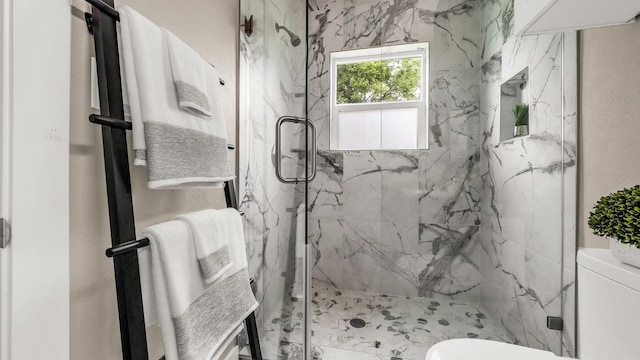 10018 Jackson Rd, Krum, TX 76249 - full bath featuring a marble finish shower and toilet