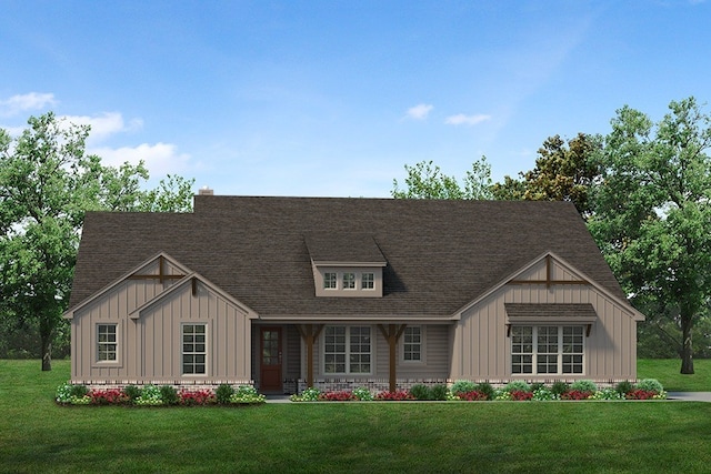 2471 Blackjack Oak Rd, Oak Ridge, TX 75161 - view of front facade featuring board and batten siding, a front yard, and a shingled roof