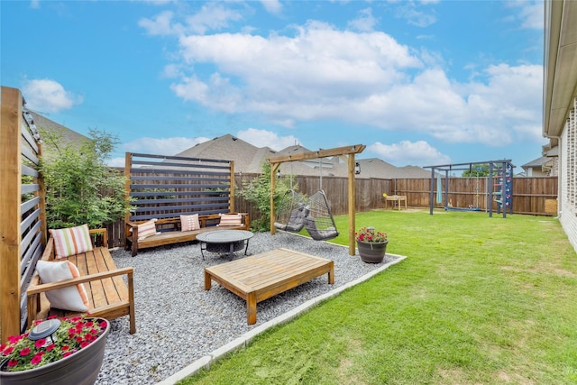 3414 Charleston Dr, Melissa, TX 75454 - view of yard featuring a fenced backyard and an outdoor living space