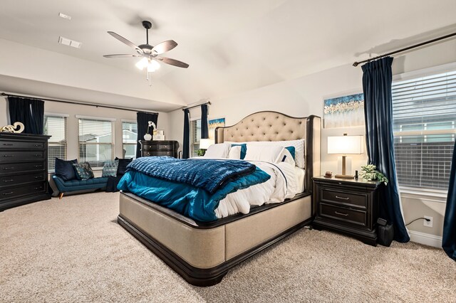 1617 Mack Ln, Little Elm, TX 75068 - bedroom featuring carpet flooring, vaulted ceiling, baseboards, a ceiling fan, and connected bathroom