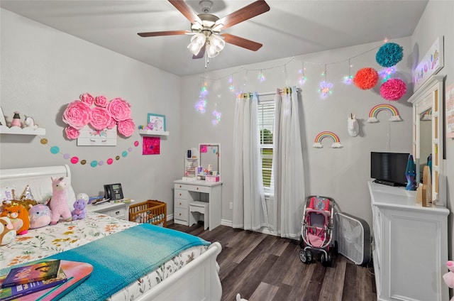 141 Walnut St, Paradise, TX 76073 - bedroom with dark wood-type flooring and ceiling fan
