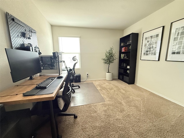 office space featuring carpet floors and baseboards