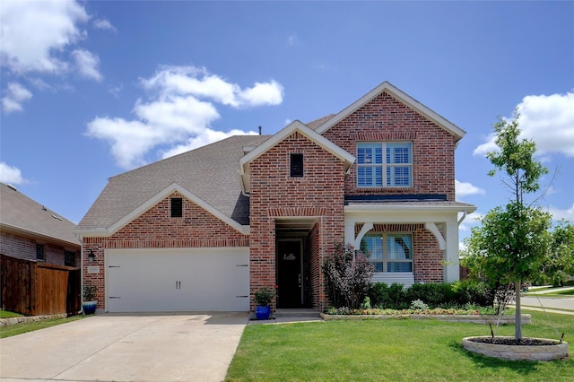 1500 Ranger Rd, Aubrey, TX 76227 - traditional-style house with brick siding, a garage, driveway, and a shingled roof