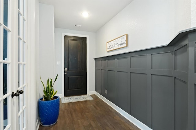 1500 Ranger Rd, Aubrey, TX 76227 - entryway featuring dark wood-style flooring and baseboards