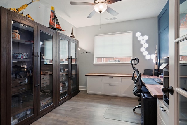 1500 Ranger Rd, Aubrey, TX 76227 - office area with a ceiling fan and light wood-type flooring