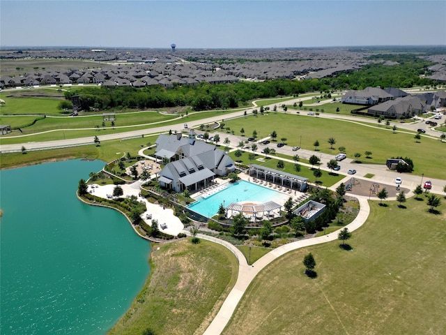 1500 Ranger Rd, Aubrey, TX 76227 - aerial perspective of suburban area featuring a pool and a large body of water