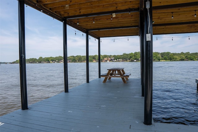 view of dock featuring a water view