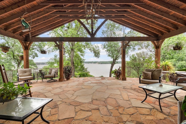 8121 Cahoba Dr, Fort Worth, TX 76135 - view of patio with a gazebo and a water view