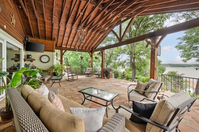 8121 Cahoba Dr, Fort Worth, TX 76135 - view of patio / terrace with an outdoor living space and a water view