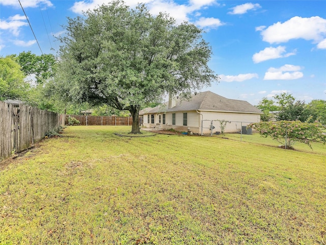 view of yard with a fenced backyard