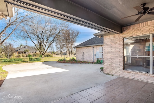view of patio with ceiling fan
