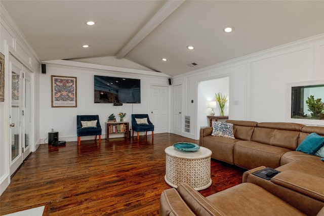7449 Tophill Ln, Dallas, TX 75248 - living room with wood finished floors, a decorative wall, recessed lighting, and french doors