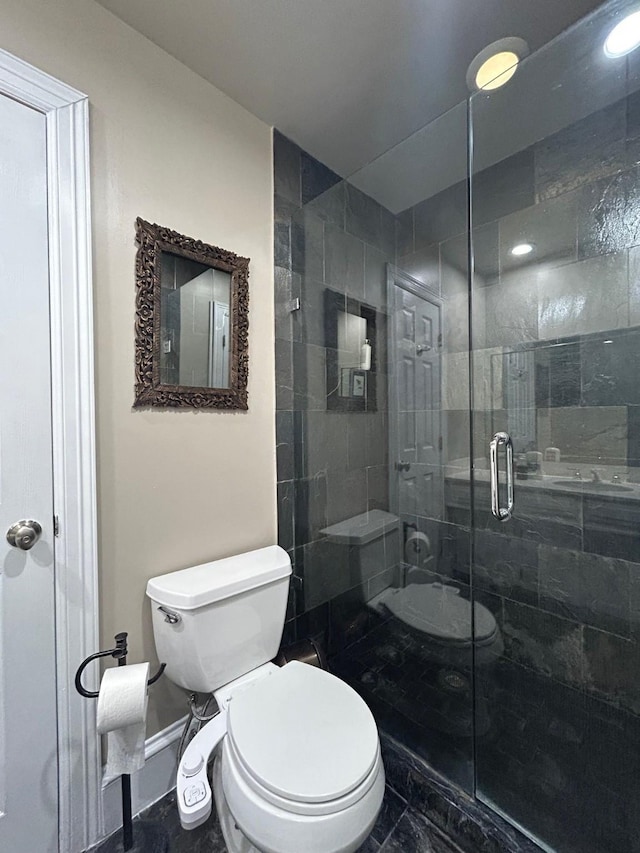 7449 Tophill Ln, Dallas, TX 75248 - full bathroom featuring a shower stall and marble finish floors