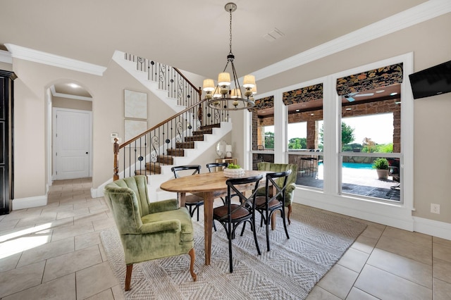7101 Royal Birkdale Dr, Cleburne, TX 76033 - kitchen featuring arched walkways, tasteful backsplash, dark cabinets, a sink, and crown molding