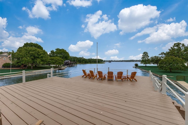 dock area with a water view