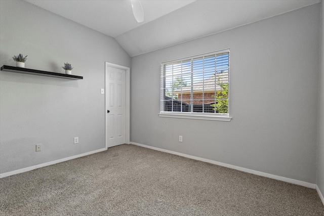 61 Sonora Dr, Trophy Club, TX 76262 - carpeted empty room with baseboards, ceiling fan, and lofted ceiling